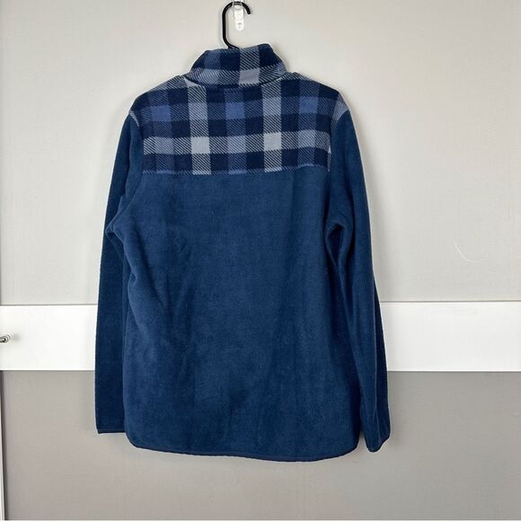 Simply Southern 1/4 Zip Women Size Medium Blue Plaid Fleece Cozy Fall Southern - Picture 3 of 3